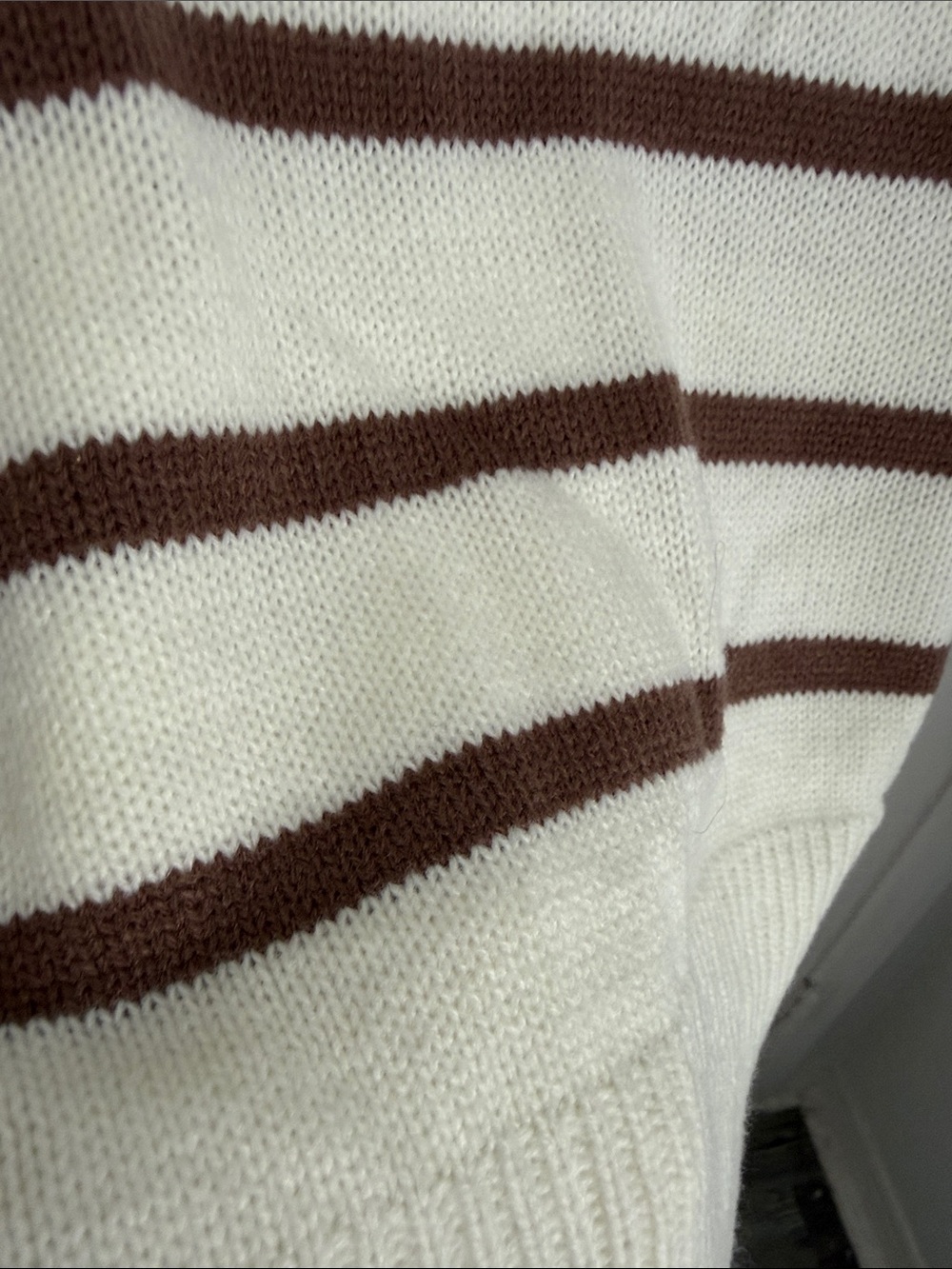 Relaxed Cream & Brown Striped Sleeveless Crew Sweater - Picture 4 of 6